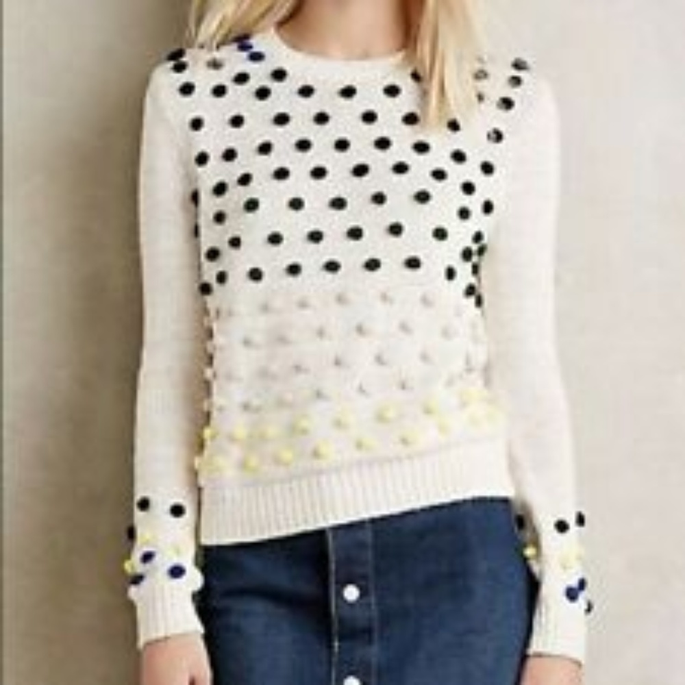Anthropologie Moth Pom Pom Sweater